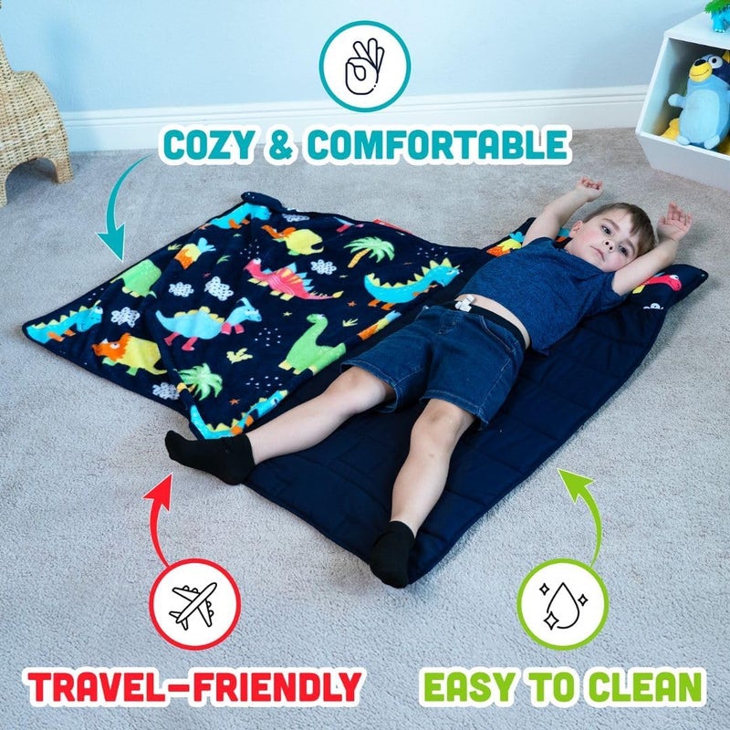 Klevly Dinosaur Toddler Nap Mat with Pillow – Oeko-TEX Certified Kids Sleeping Mat for Daycare, Preschool, Travel, and Home – Soft and Cozy, Portable, and Machine Washable – Fits Toddlers Up to 43 Inches - Image 2